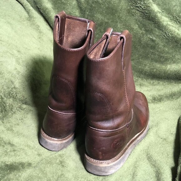 Roadmate Mens Work Boots Size 10.5 Brown Leather Pull On Mid Calf Almond Toe - Picture 7 of 15